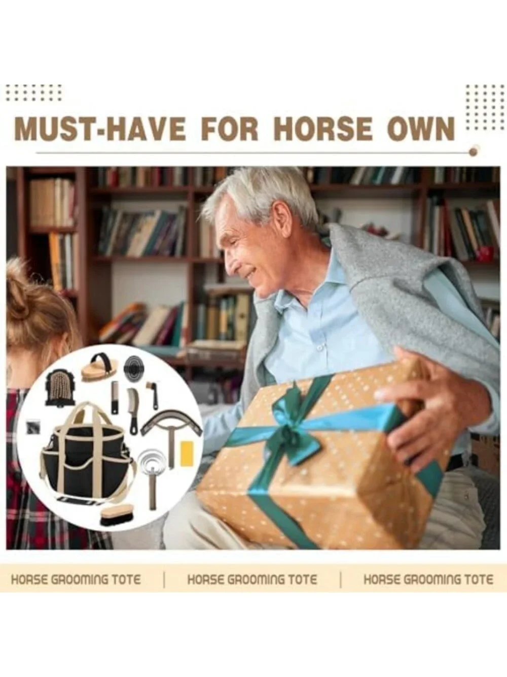 12-Piece Horse Grooming Kit with Organizer Tote Bag & Brushes for Show & Care